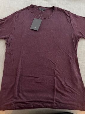 IRO AH365 Hally Men’s Distressed 100% Linen T-Shirt Medium Burgundy NWT